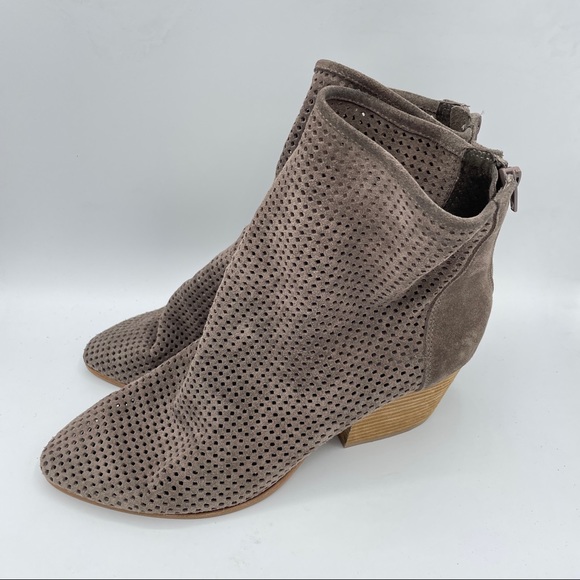 JEFFREY CAMPBELL Jenelle Suede Perforated Ankle Booties Taupe - Picture 4 of 7